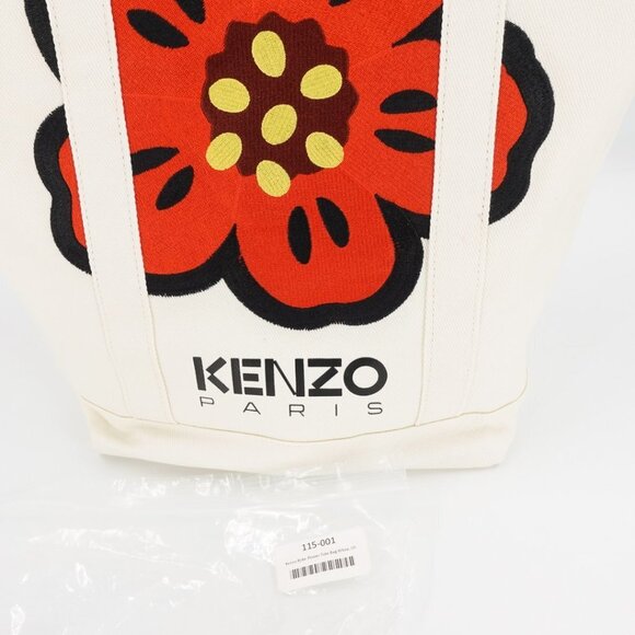 Kenzo Boke Flower Floral Logo Shopper Shoulder Tote Bag White - Picture 11 of 12
